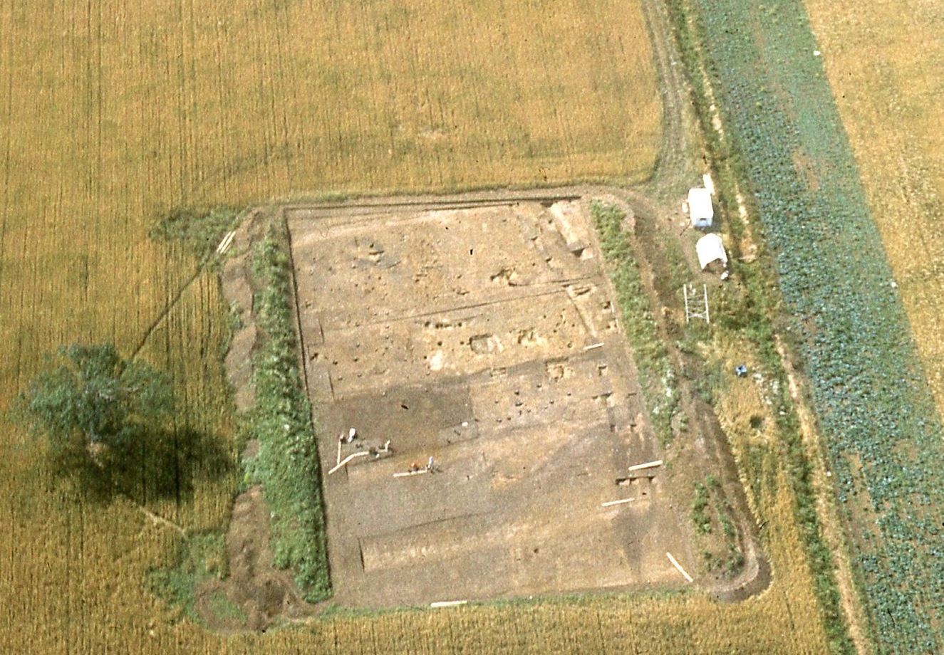 1977 excavations, the 1975 pilot investigation is in the centre of the trench
